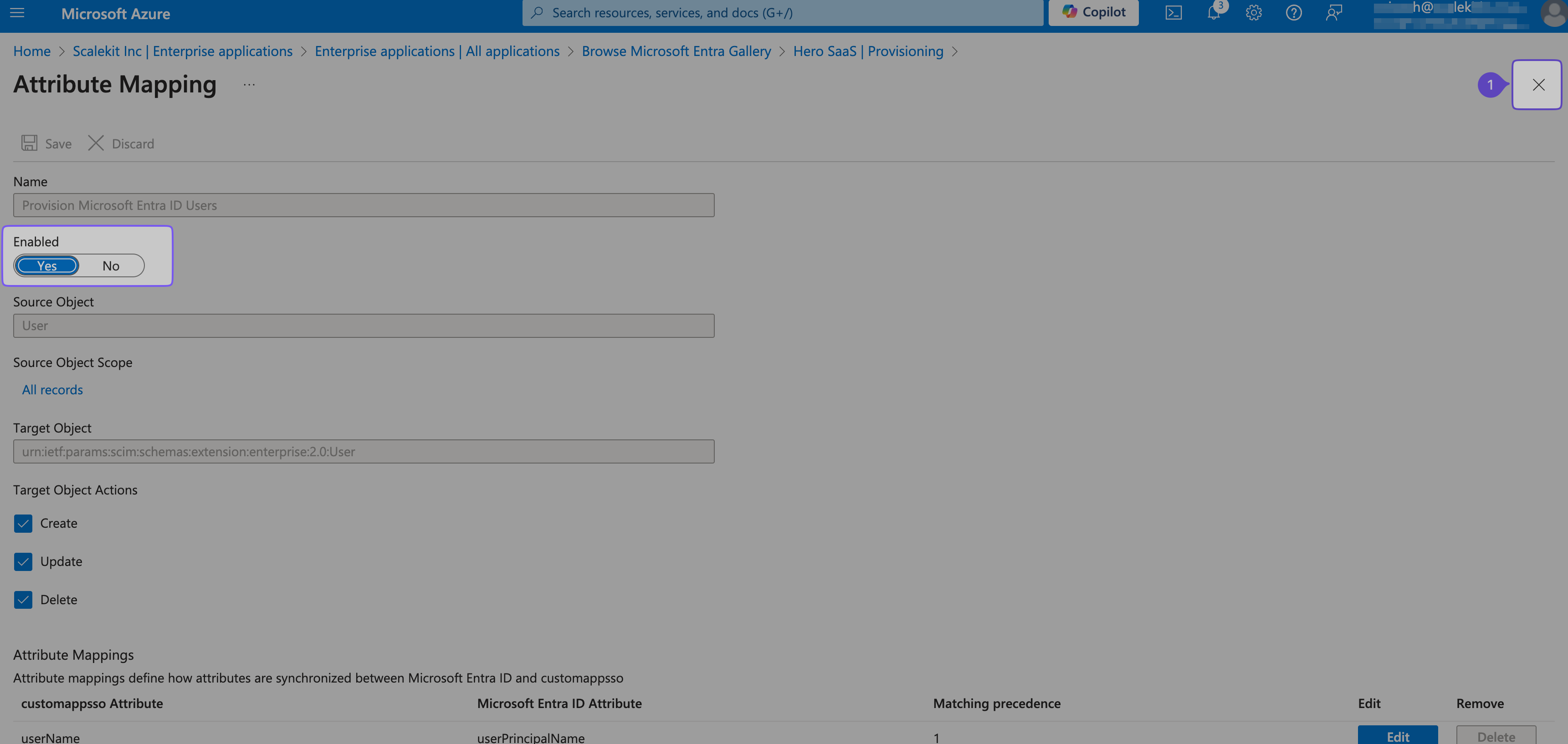 Making sure the "Provision Microsoft Entra ID Users" is enabled.