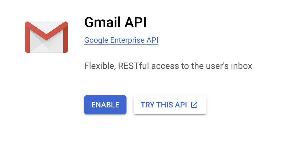 Choosing the Gmail API in the Google Cloud Console Dashboard
